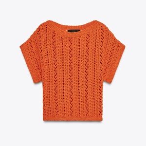 Zara Orange Knit Crop Top